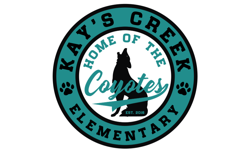Kay's Creek Elementary Home of the Coyotes. Coyote silhouette.