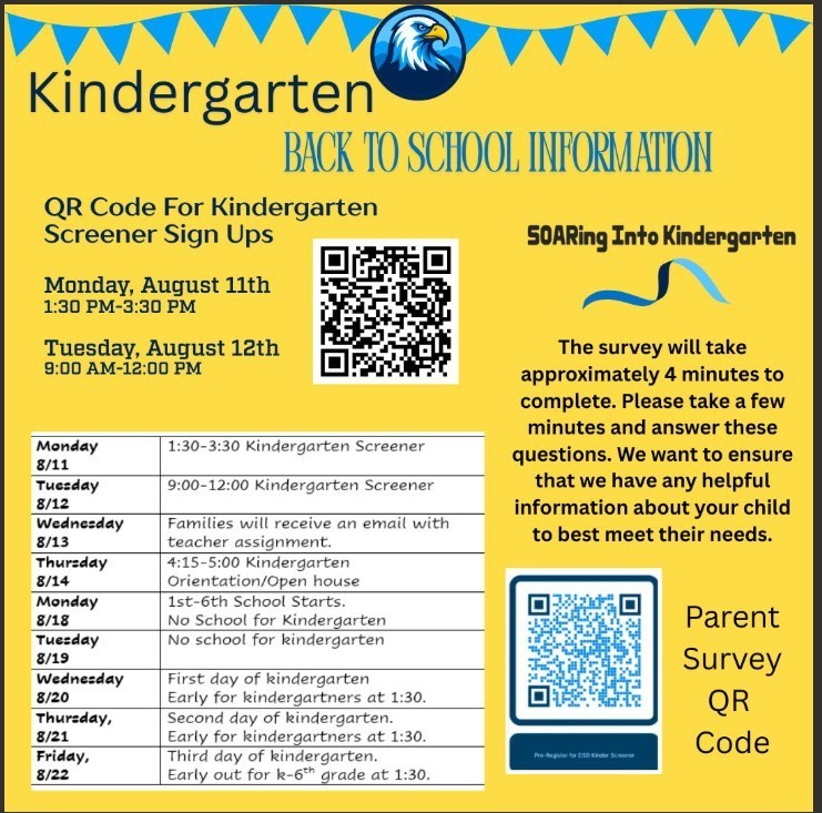 Kindergarten Back to School Information