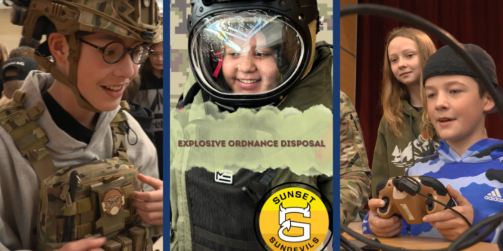 Students in explosive disposal protective gear