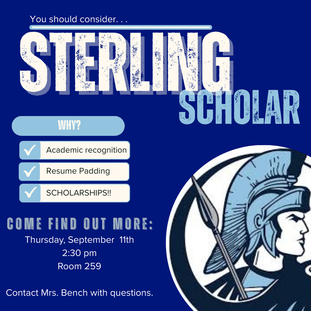 you should consider sterling scholar why academic recognition resume padding scholarships come find out more thursday september 11 2:30 pm room 259 contact mrs. bench with questions