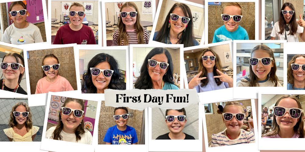 First day photos in sunglasses that say "First Day"