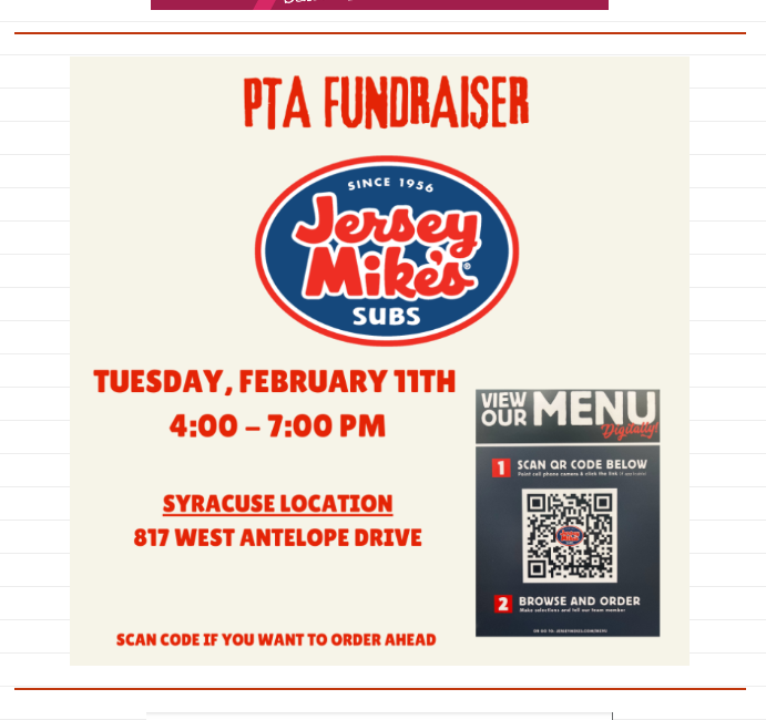 PTA Fundraiser Jersey Mike's