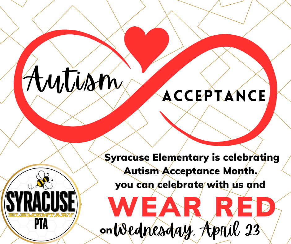 autism acceptance syracuse elementary is celebrating autism acceptance month you can celebrate with us and wear red on wednesday april 23