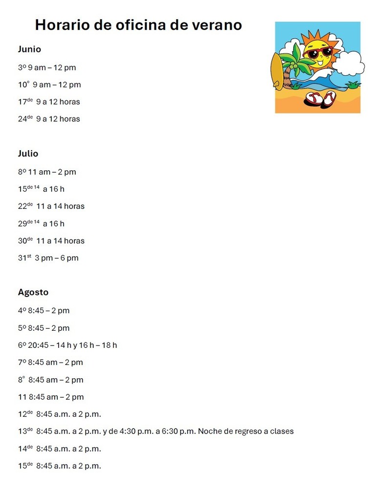 Summer Office Hours Spanish