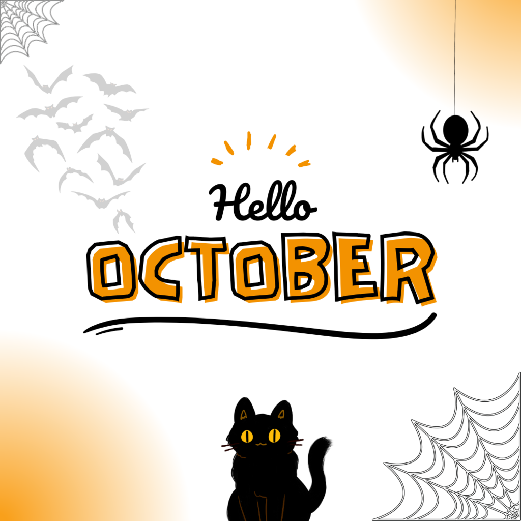 Hello October with black cat