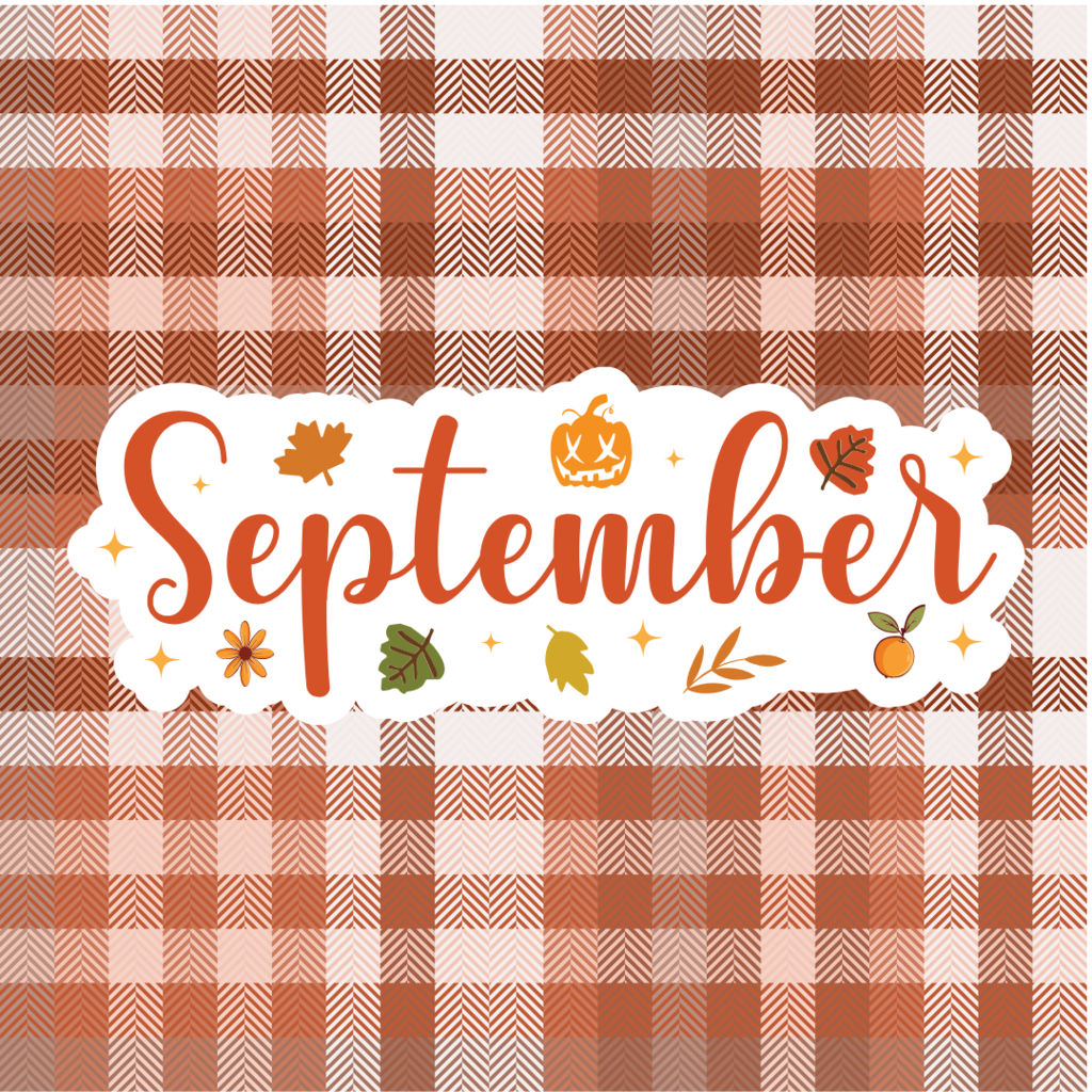 September on plaid background