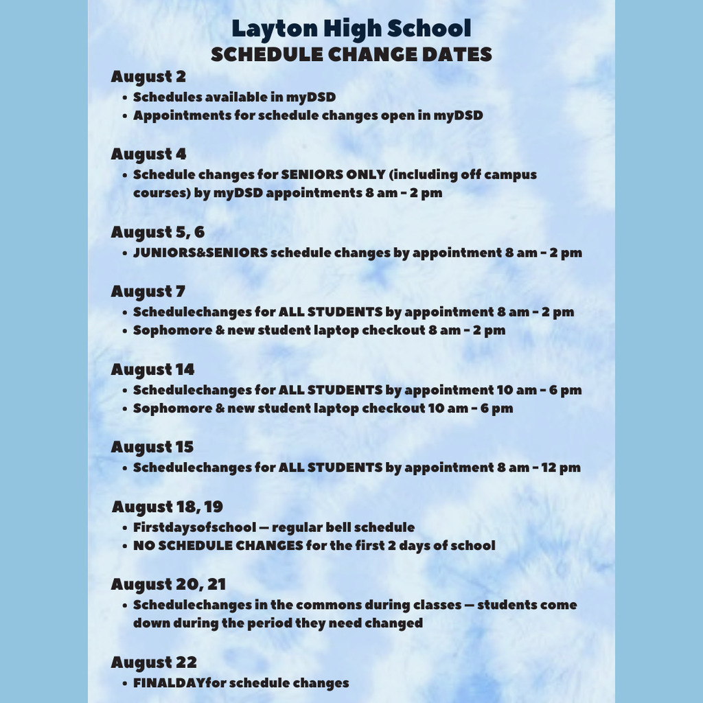 Layton High School Schedule Change Dates