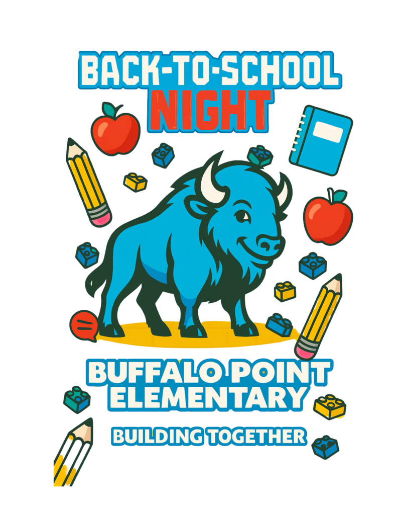back to school night with buffalo surrounded with school stuff