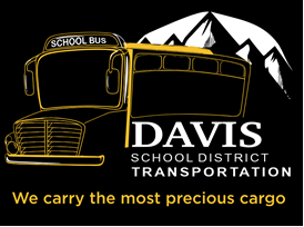 Davis School District Transportation. We carry the most precious cargo. School bus clipart with mountains behind it.