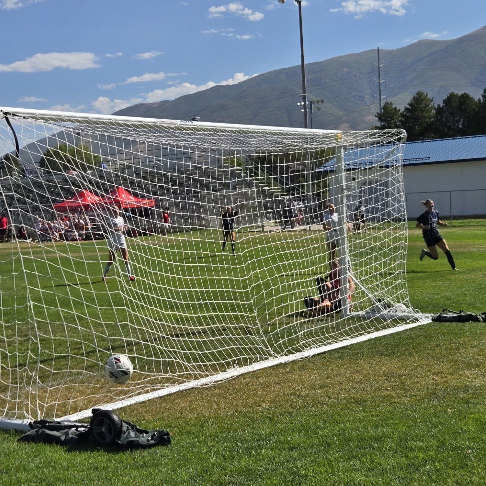ball in the net after a Lancer goal!