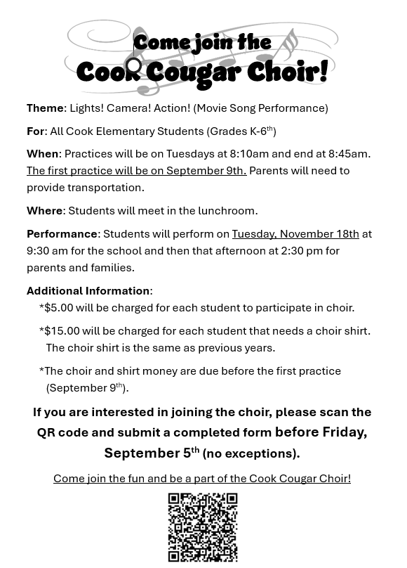 Cook Cougar Choir Application