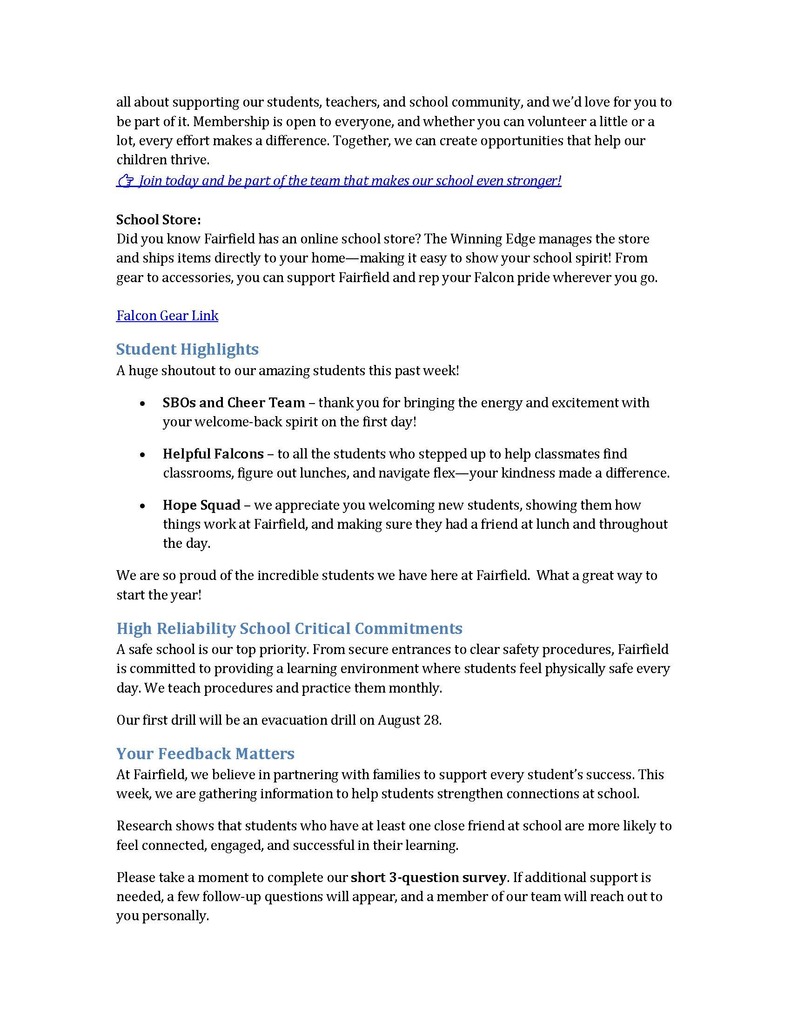 School Newsletter for August 22