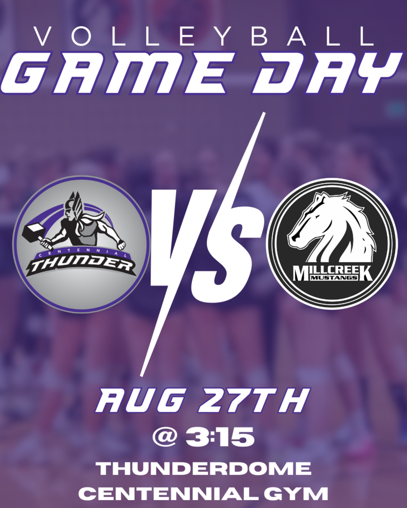 First Home Girls Volleyball Game Reminder. Game is on August 27th at Centennial Jr in the gym and begins at 3:!5pm