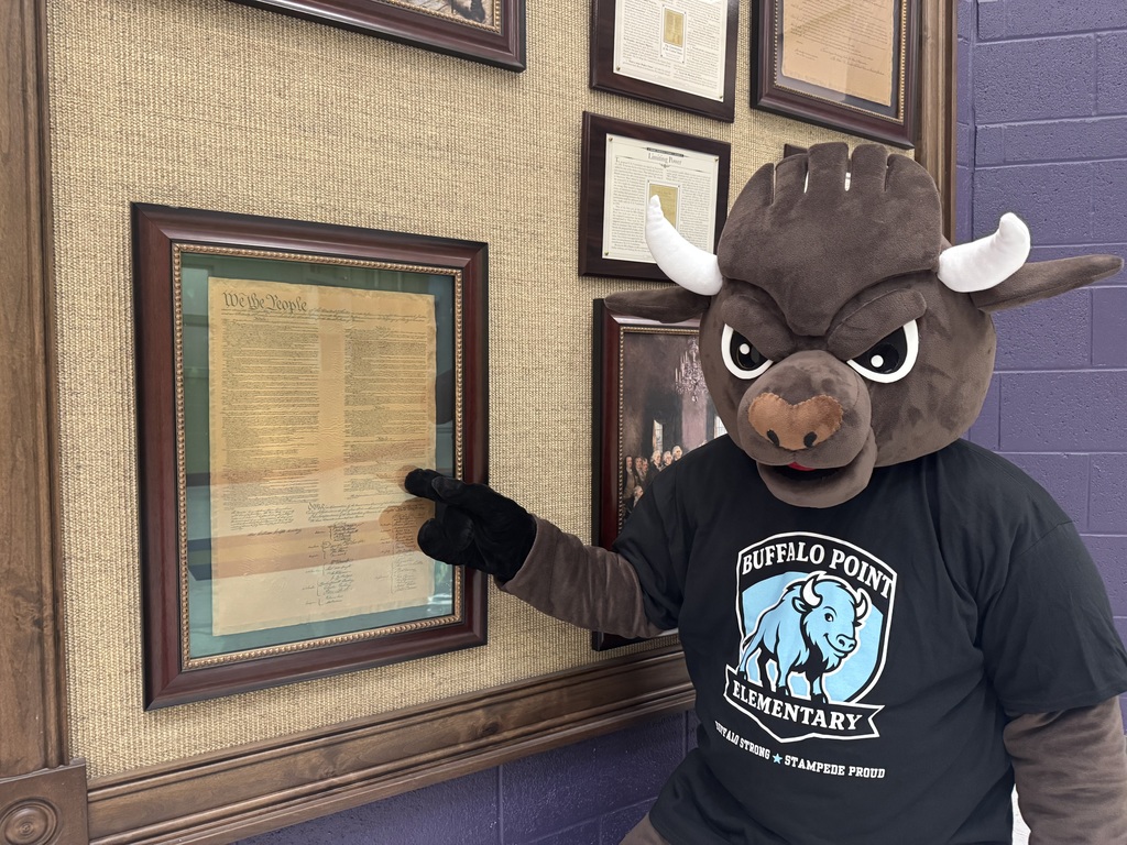 buffalo mascot in front of constitution