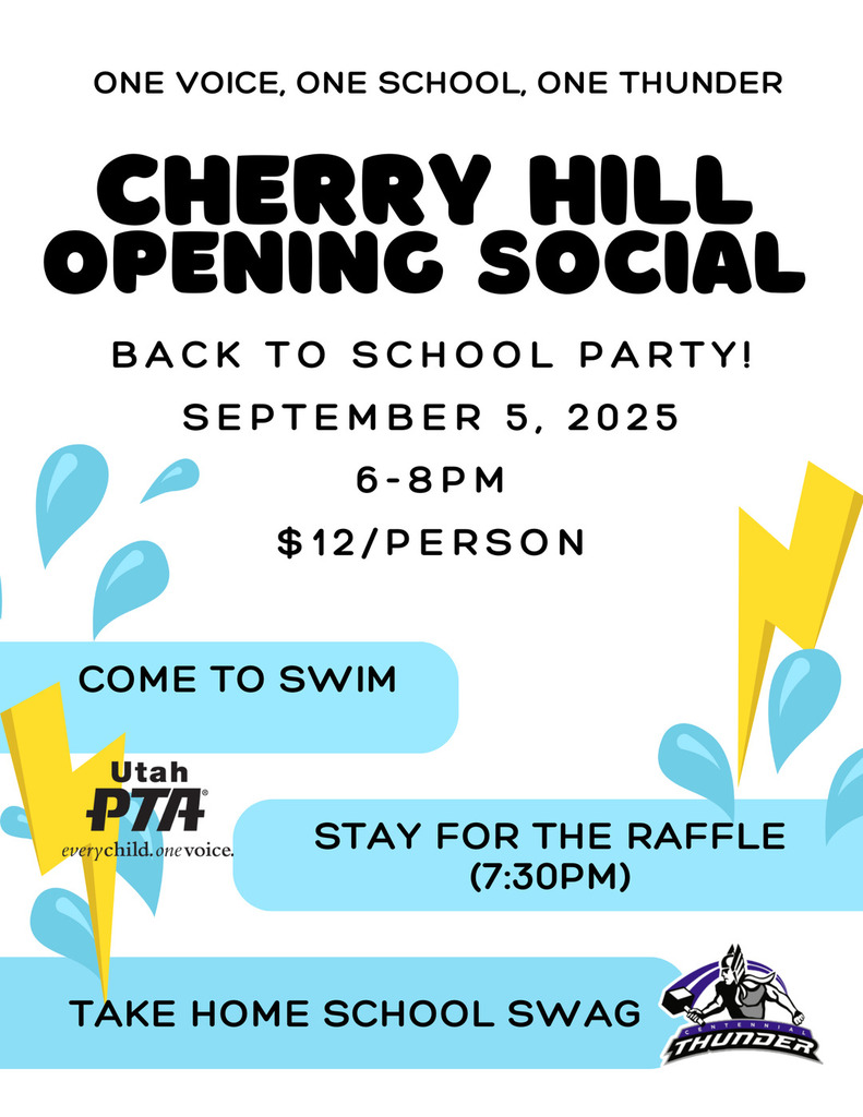flyer for Cherry Hill Social event September 5th 6-8pm. blue water splashes on white background