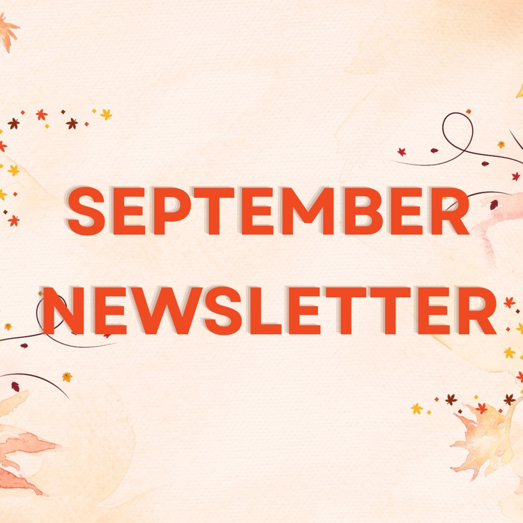 graphic with fall leaves and the text September newsletter  