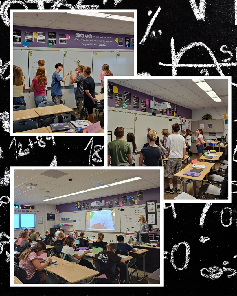 students answering math problems on a whiteboard