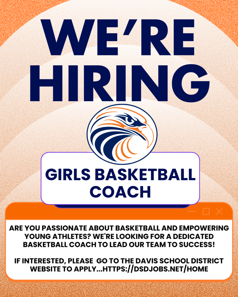 We're Hiring Girls Basketball Coach. Are you passionate about basketball and empowering young Athletes? We're looking for a dedicated Basketball Coach to lead our team to success! If interested, please go to the Davis School District website to apply...http://dsdjobs.net/home