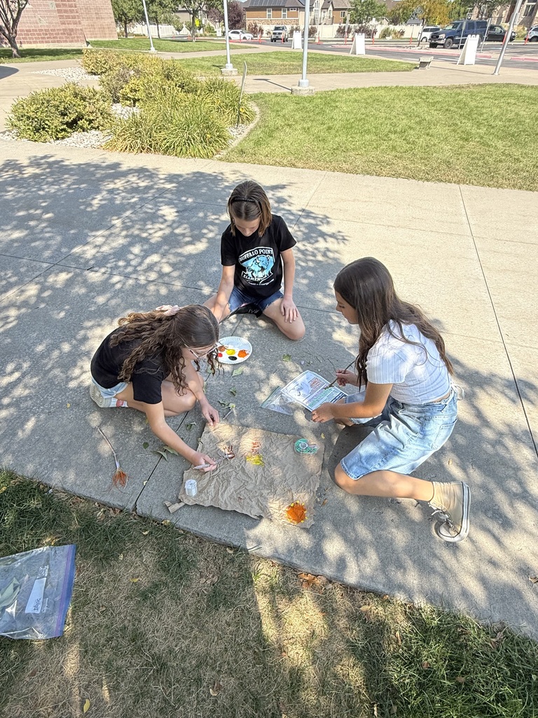 students doing cave painting