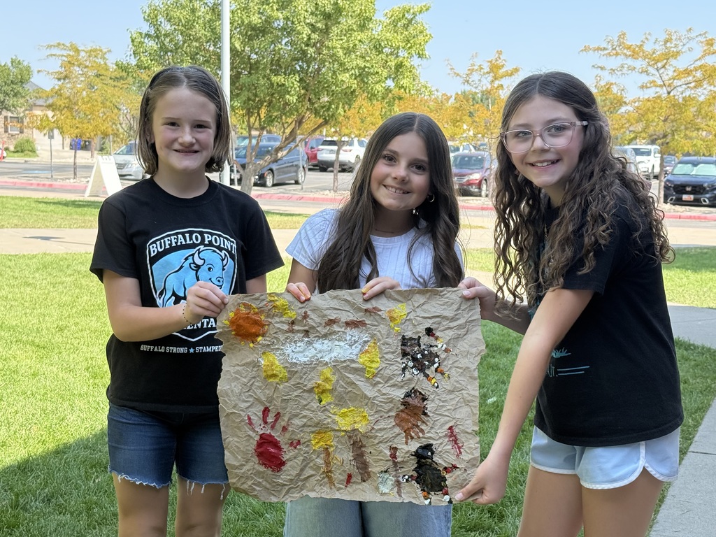 students showing completed cave paintings