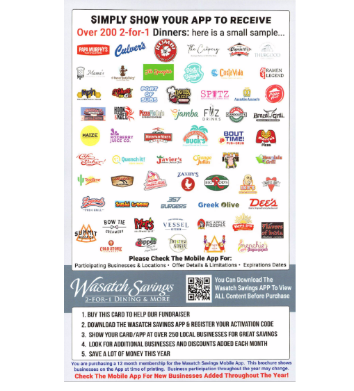 Wasatch Savings Fundraiser information 2