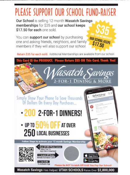 Wasatch Savings Fundraiser information