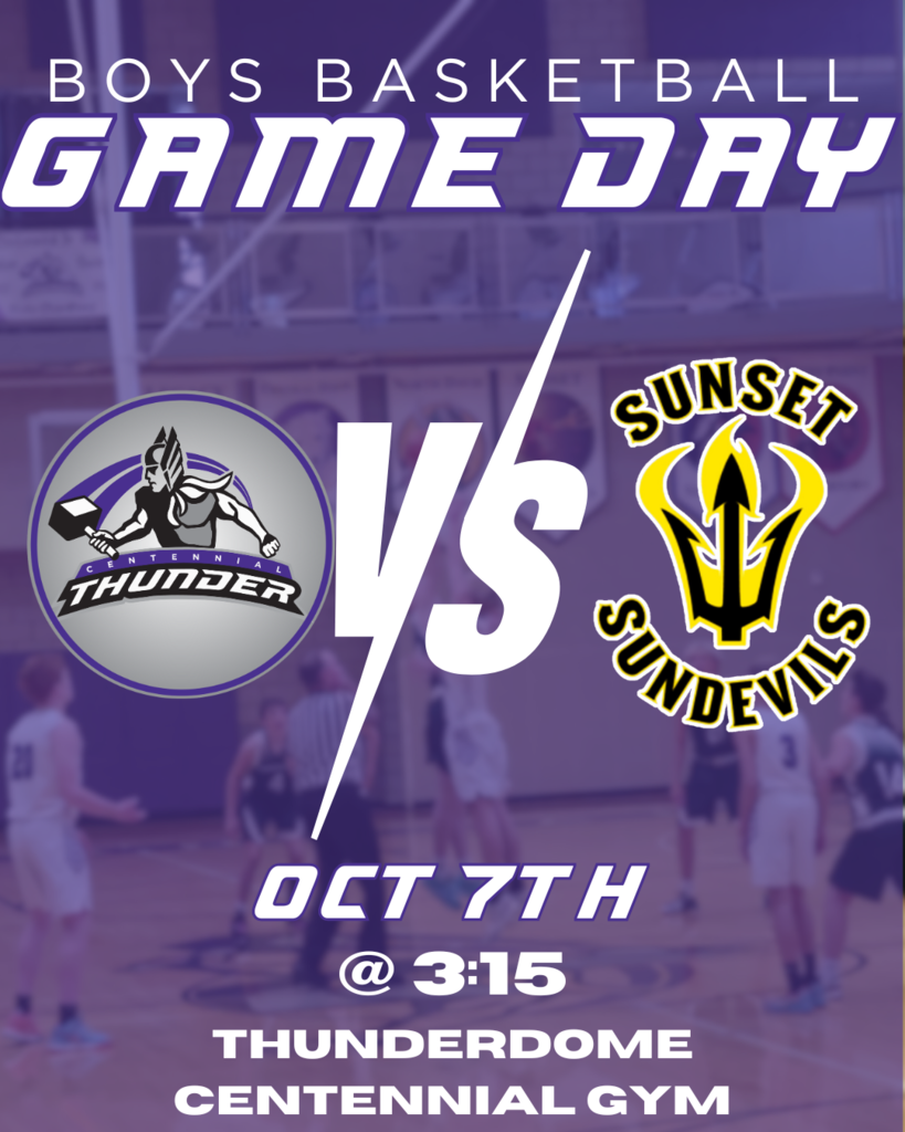 boys basketball game oct 7th 3:15 at centennial jr hgih