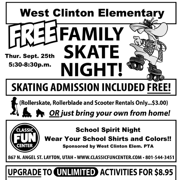 Free Family Skate Night at Classic Skating: Thursday, September 25