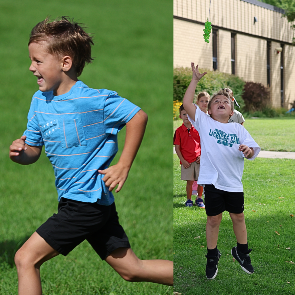 Students running and jumping.