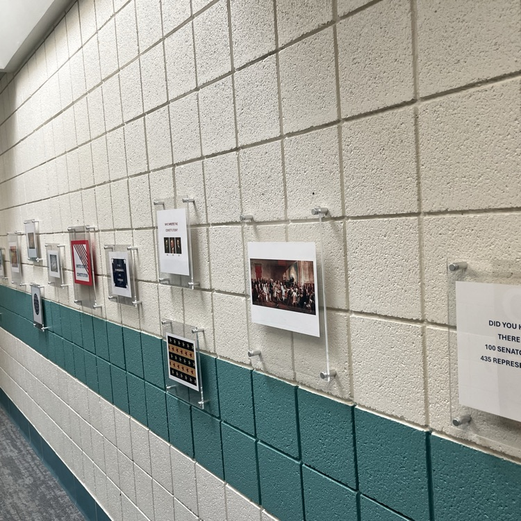 pictures line in the wall inside the school, depicting important events regarding the constitution