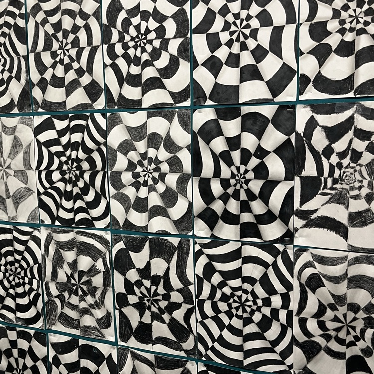 abstract art created in black-and-white draw with pencil, and using shading to create a 3d image
