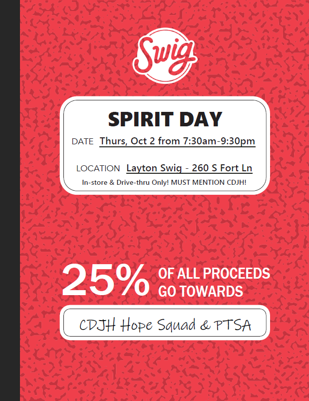 Swig Spirit Day October 2nd