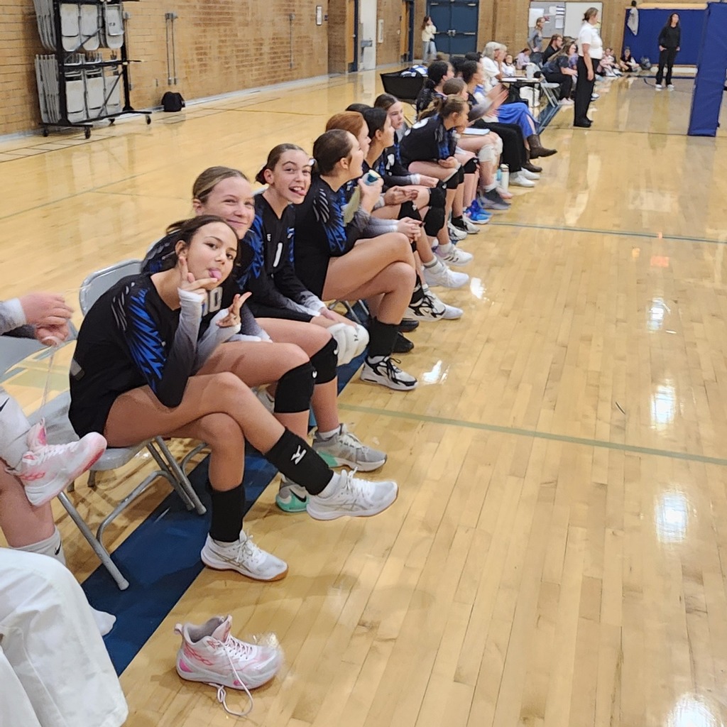Fairfield's bench of players.  3 of the girls are smiling for the camera while the rest of the team is watching the game.