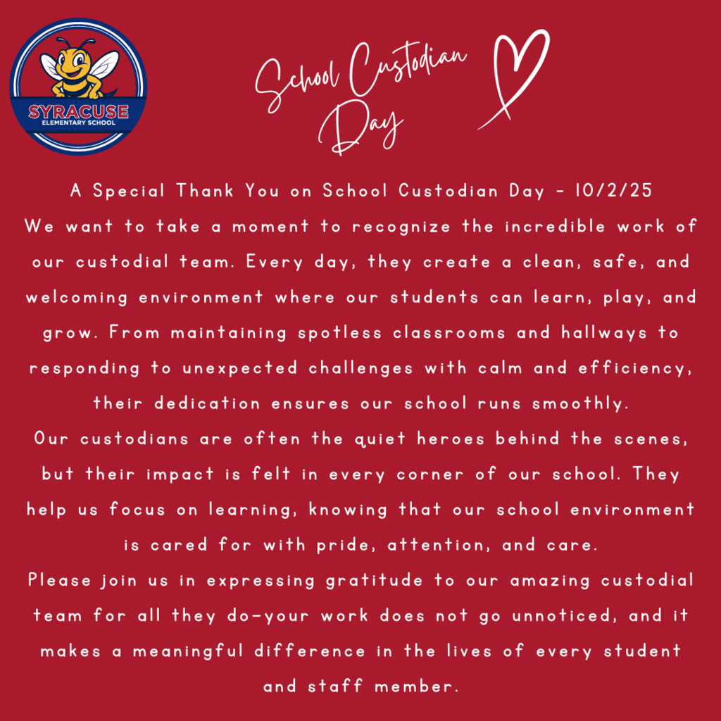 School Custodian Appreciation Day October 2, 2025