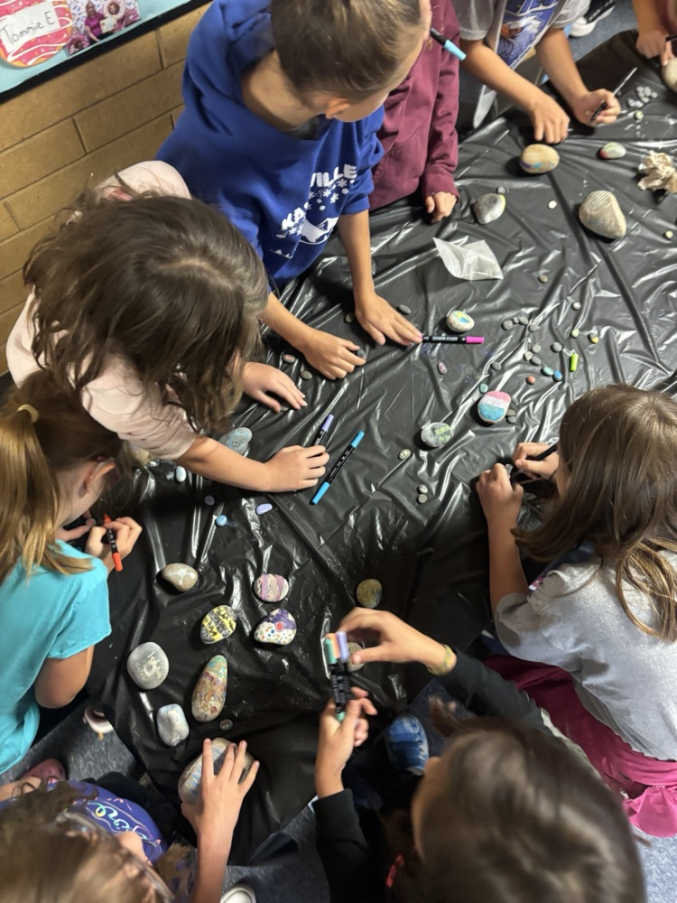 Group of students painting rocks!