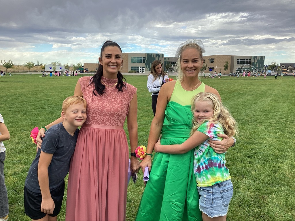 moms and students pictured outside