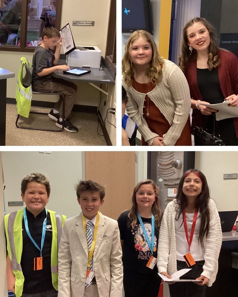 Photo collage of students in professional settings.