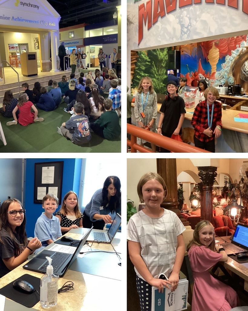 Photo collage of students in professional settings.