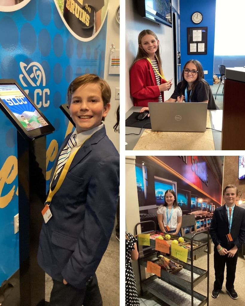 Photo collage of students in professional settings.
