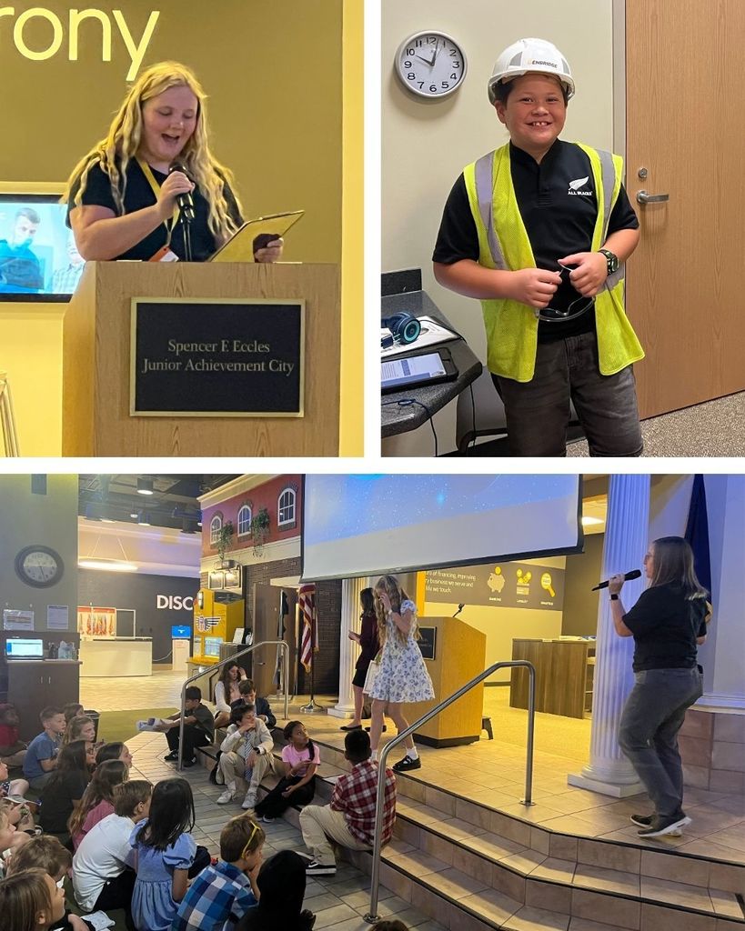 Photo collage of students in professional settings.