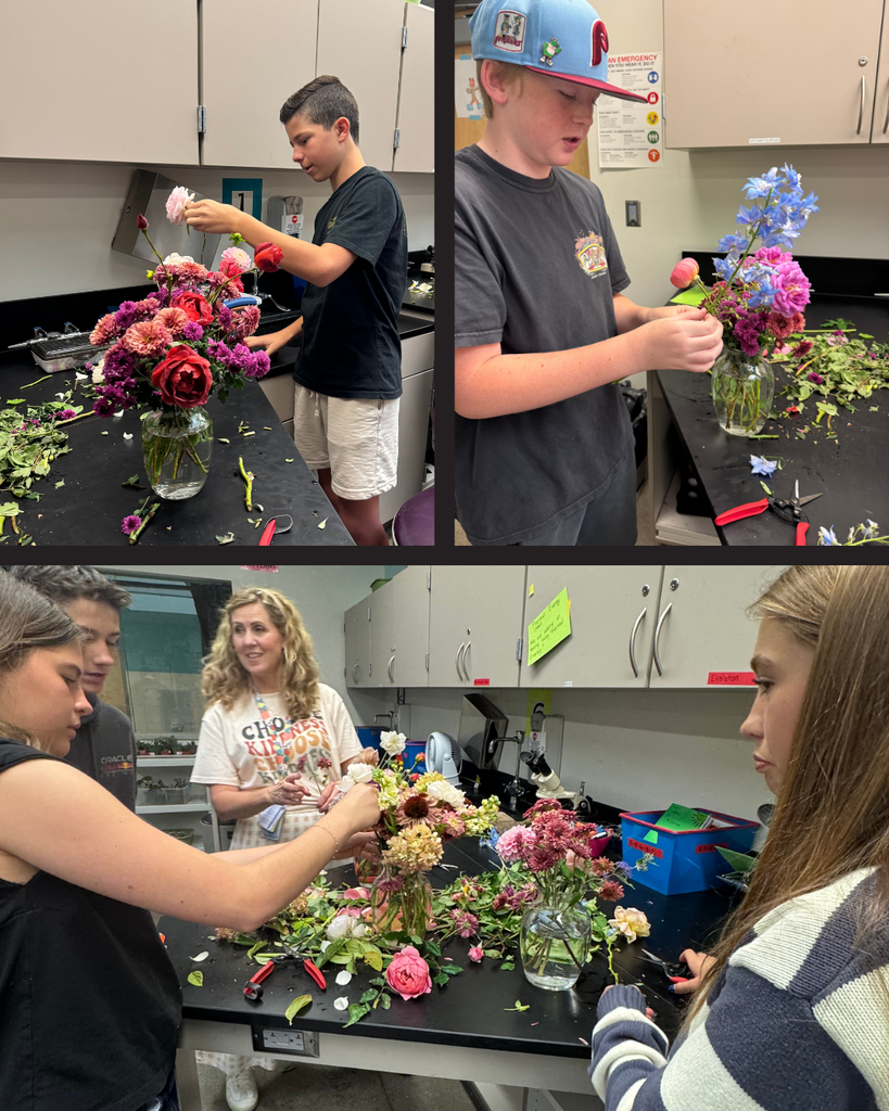 students making floral arrangements