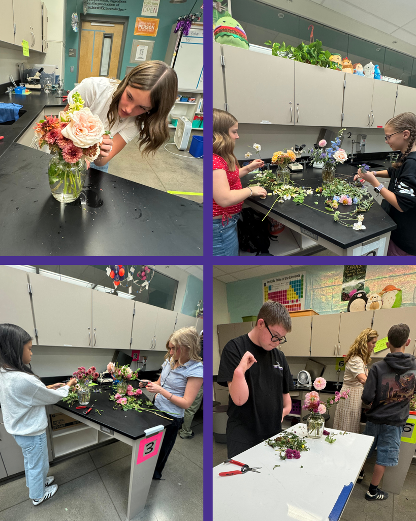 students making floral arrangements