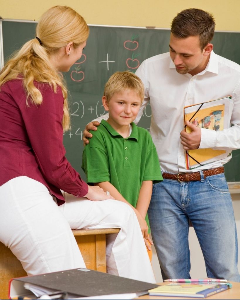 A parent, a teacher, and a student