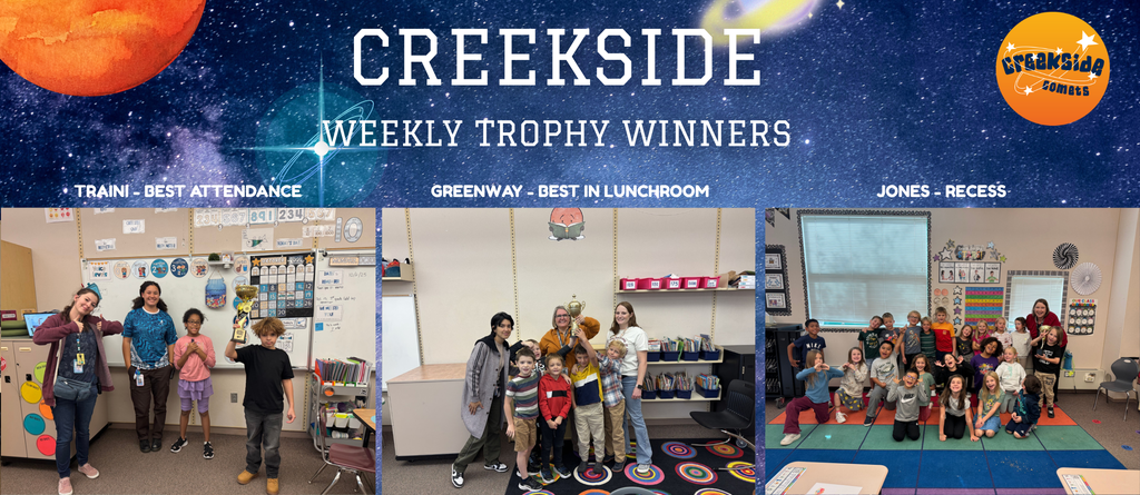Creekside weekly classroom trophy winners