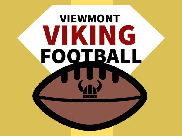Viewmont Viking Football with a football clipart and viking helmet