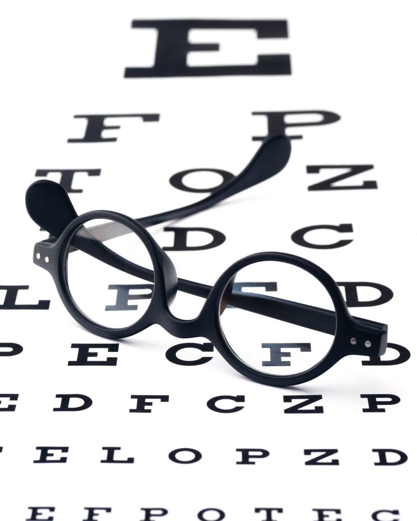 Eye chart and glasses