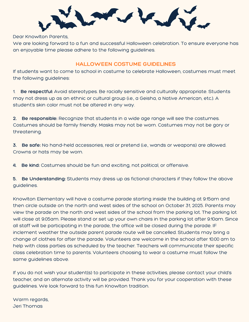 Halloween Costume Guidelines