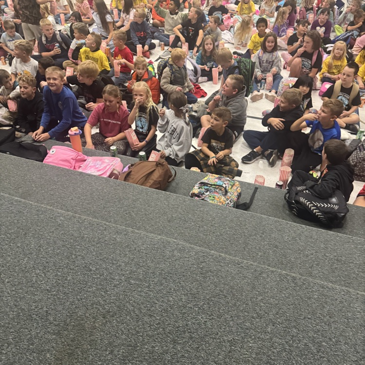 Students getting ready for the movie