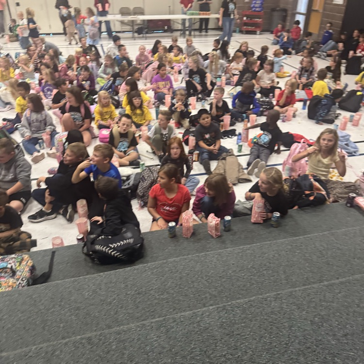 Students getting ready for the movie