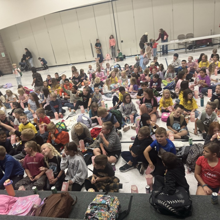 Students getting ready for the movie